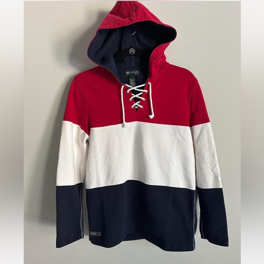 Ralph Lauren Colorblock Hoodie with Lace-Up Neck
